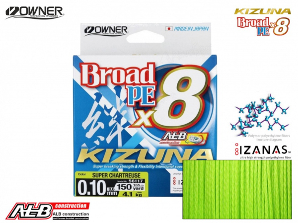 Šnúra Owner Kizuna 8X Line 135 m/0,25