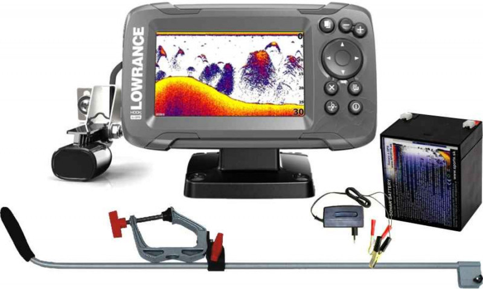 Sonar Lowrance HOOK2 - 4X GPS 200 CE ROW sonar+sonda aku.4,5Ah+nabíjačka