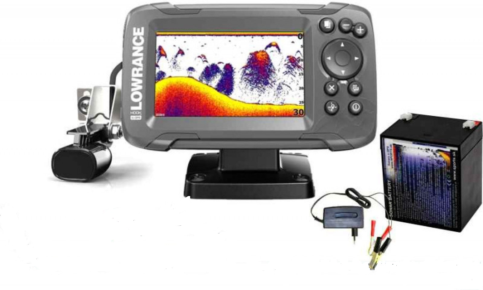 Sonar Lowrance HOOK2 - 4X GPS 200 CE ROW sonar+sonda aku.4,5Ah+nabíjačka