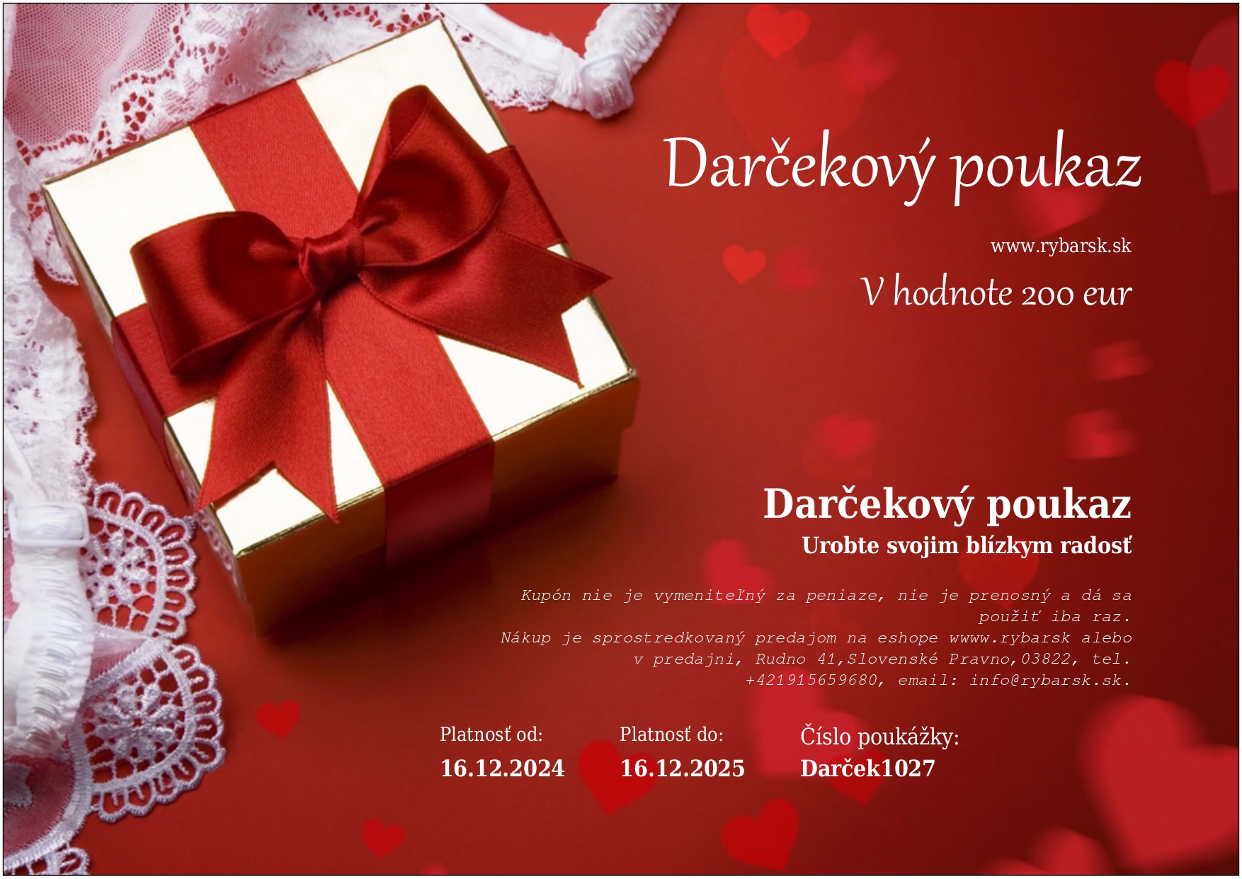 Darčeková poukážka 200 eur