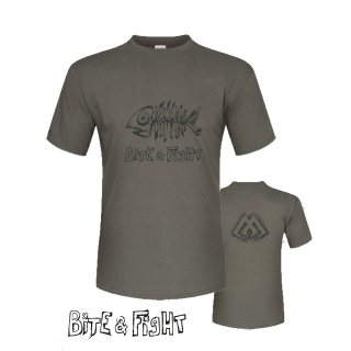 MIKADO Tričko - BITE & FIGHT veľ.S (khaki)