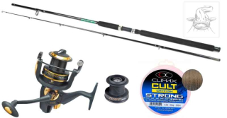 Sumčiarsky SET prút (100-300gr)+navijak kov.ciev+šnúra