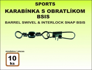 Karabínka s obratlíkom BSIS - 10ks v balení veľkosť 8 / 14kg